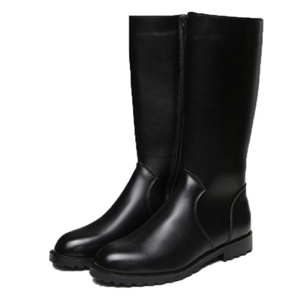 ロングブーツ メンズブーツ 長靴 騎士ブーツ ローヒール ボア付き 裏起毛 撥水 カジュアルシューズ...