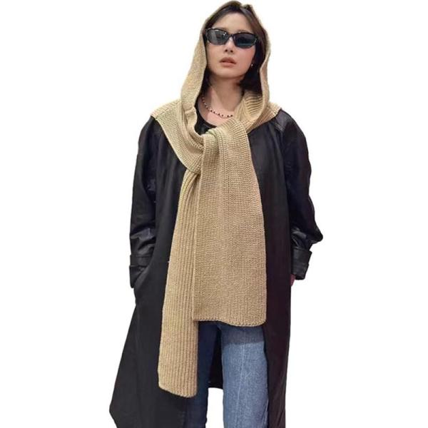 ネックウォーマー マフラー フード付き 防寒 防風 肩掛け メンズ レディース 大判ストール ニット...