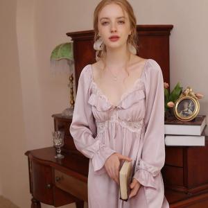 ルームワンピース えりフリル ネグリジェ 蝶?...の詳細画像1