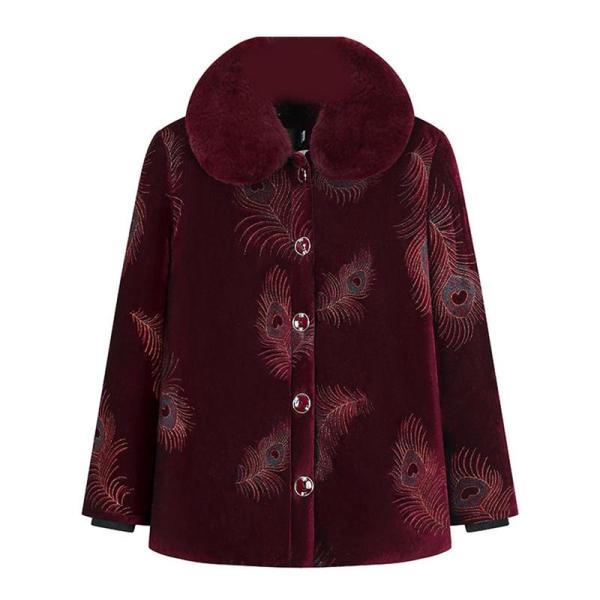 アウタージャケット ファー付き レディース 中綿 綿入れジャケット 花 花柄 プリント 綿服 長袖 ...