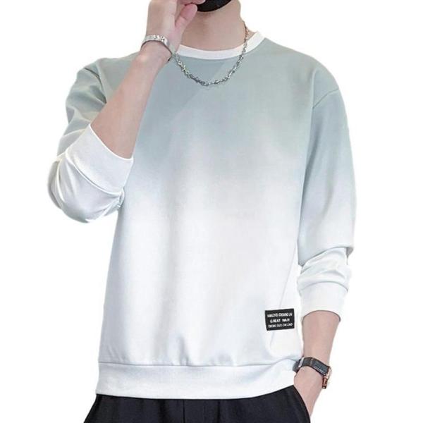 トレーナー Ｔシャツ プルオーバー パーカー メンズ 長袖 スウエット 秋服 薄い グラデーション ...