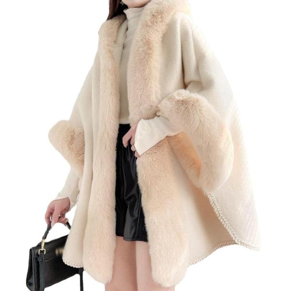 フェイクファーショール ポンチョ 厚手 マント レディース マント 袖付き 羽織 肩掛け 暖かい シ...