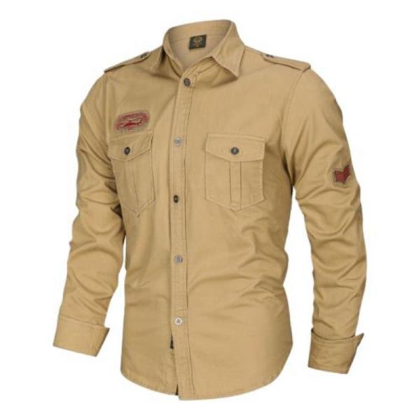 開襟シャツ メンズ 刺繍 ワークシャツ 大きいサイズ 長袖シャツ 春 夏 ボタンダウン 韓国風 コー...