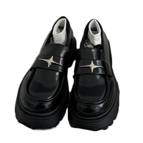 ローファー 厚底 レディース プラットフォーム 太ヒール 厚底パンプス おしゃれ 身長up クッショ...