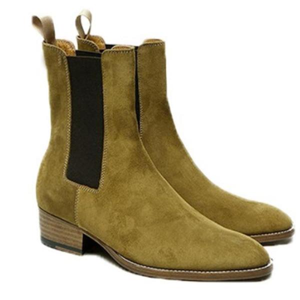 チェルシーブーツ スエード 本革 メンズ サイドゴアブーツ 秋冬春 ミドルカット ショートブーツ イ...