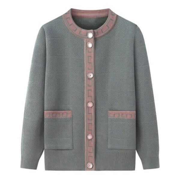 高齢者 女性 ニット セーター 花柄 U襟 前開き 春秋冬着 シニア レディース ファッション 60...