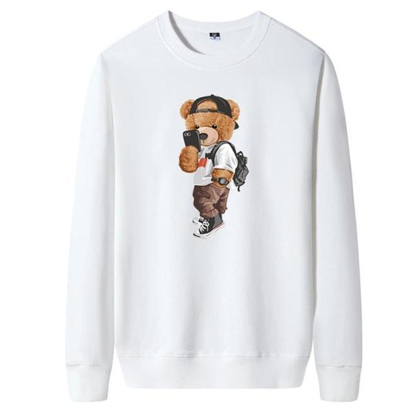 ラウンドネックパーカー メンズ トレーナー プルオーバー 春秋 長袖Tシャツ 原宿風 おしゃれ テデ...