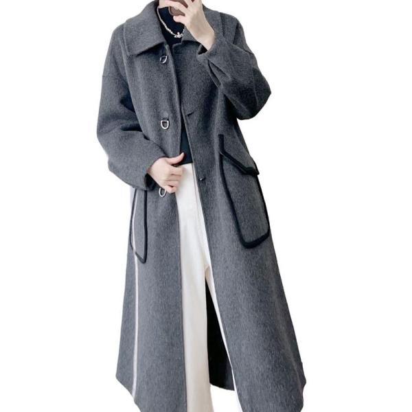 ラシャコート レディース チェスターコート ロングジャケット ポケット 膝下丈 秋冬服 カジュアル ...