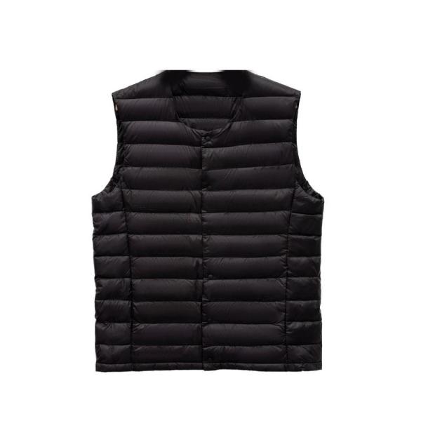 ダウンベスト インナー ベスト メンズ ノースリーブ ノーカラー ポタン ラウンドネック ウルトララ...