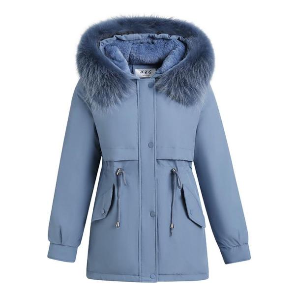 冬コート レディース 長袖 中綿コート ファーフード付き 裏起毛 厚手 防寒着 ポケット付き 保温性...