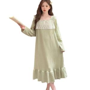 M-5XL レース ロングワンピース 妊婦服 マタニティウェア 長袖 大きいサイズ ネグリジェ フリル 姫系 可愛い スイート 部屋着
