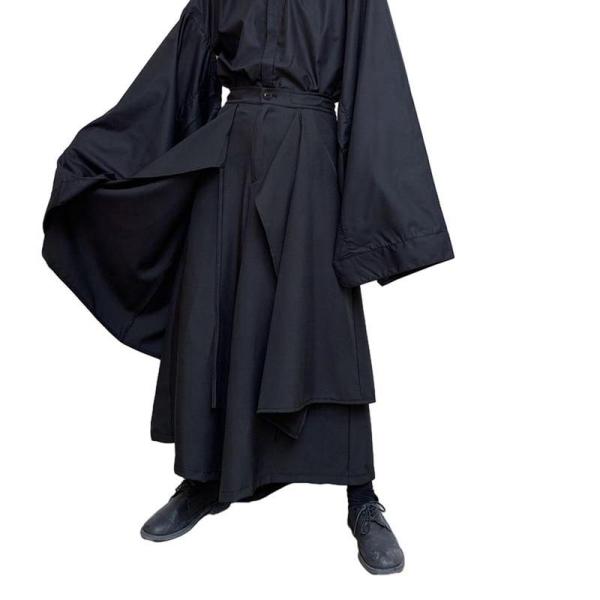 サルエルパンツ メンズ 変形パンツ ワイドボトムズ 変形 レイヤード 原宿 窮屈感のない ロング丈 ...