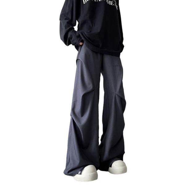 ワイドパンツ メンズ 秋冬 立体 プリーツデザイン シューカット M-8XL ブーツカット ゆったり...