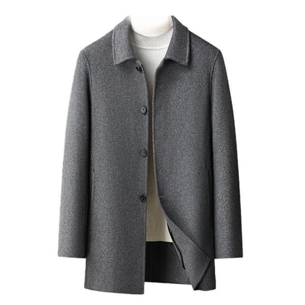 ウールコート チェスターコート メンズ カシミヤ ダブルフェイスウール ビジネスコート ステンカラー...
