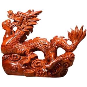 ドラゴンの木彫り 龍の木彫り スワール無垢材 左向き 50cm 竜の木彫り