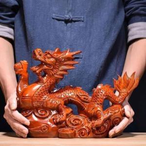 中国の龍 像 木製 風水 龍 置物 干支 龍 ...の詳細画像1