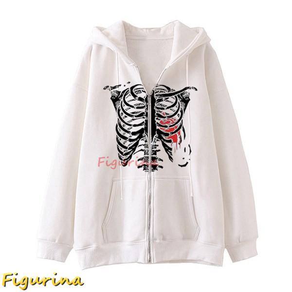 パーカー メンズ レディース スカルプリント 長袖 ジップアップパーカー 春服 秋服 サブカル 原宿...