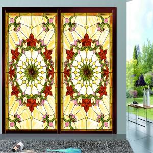 ステンドグラス 窓用フィルム 目隠しシート ガラスシール 裏面粘着加工 紫外線カット 外から見えない ベランダ ベッドルーム キッチン｜Figurina