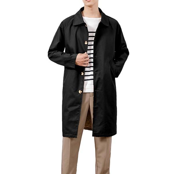 春秋 スプリングコート メンズ 無地 ロング ジャケット カジュアル シンプル 折り襟 アウター 薄...