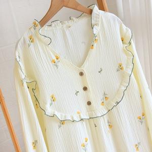 春 夏 ネグリジェ 長袖 ルームワンピース 花...の詳細画像3