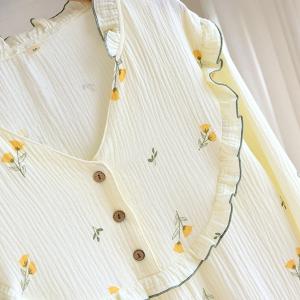 春 夏 ネグリジェ 長袖 ルームワンピース 花...の詳細画像4
