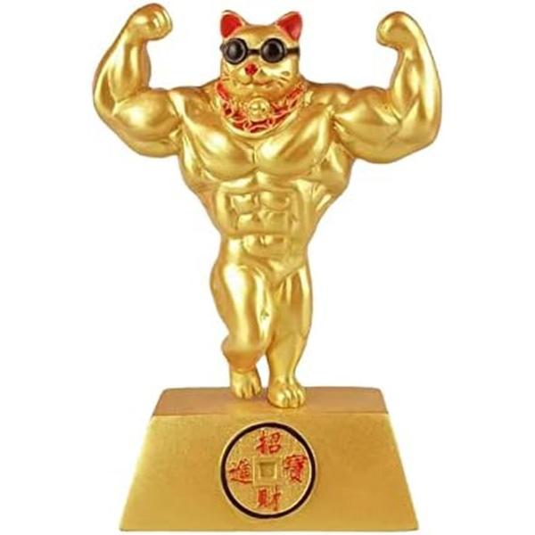 招き猫 筋肉 置物 ラッキー猫 好運 財運 開店祝い 商売?盛 店 贈り物 ギフト ショップ オープ...