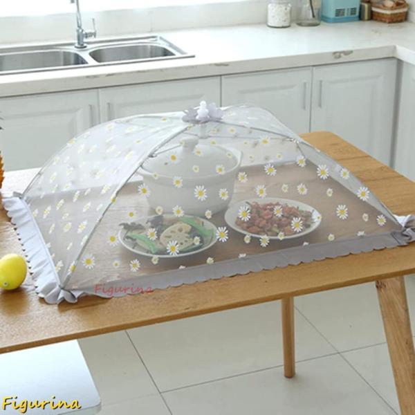 フードカバー 食卓カバー 80cm 透明感 フリル 通気性 花 メッシュ キッチン用 大きめ 軽い ...