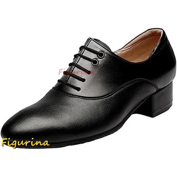 ダンスシューズ 社交ダンス モダンダンスシューズ メンズ クラシカル 皮靴 内羽根 フラット スムー...