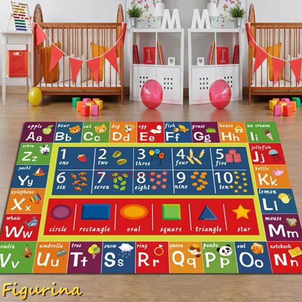 絨毯 子供喜ぶラグ ラグマット 洗える 滑り止め キッズ 英字 子供マット 80*120cm カーペ...