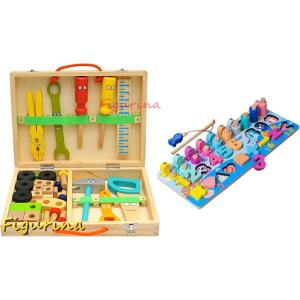 知育玩具 木のおもちゃ 木製 積み木 組み立て工具 オリジナルクロス付