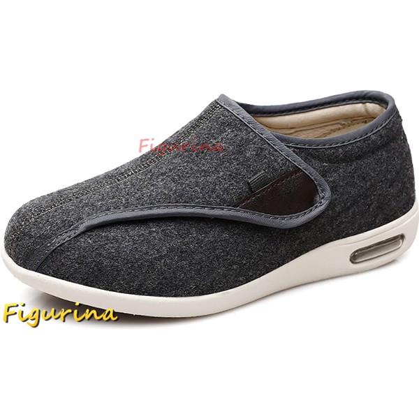 介護靴 外反母趾 高齢者シ用シューズ冬秋クッション追加ウール糖尿病患者のための暖かい糖尿病の靴ソフト...