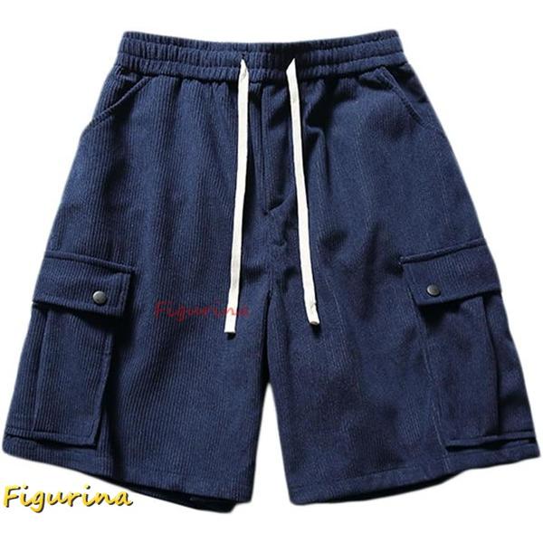 お洒落 5分丈 メンズ ハーフパンツ 膝上 涼しい 半ズボン コーデュロイ カーゴパンツ ショーツ ...