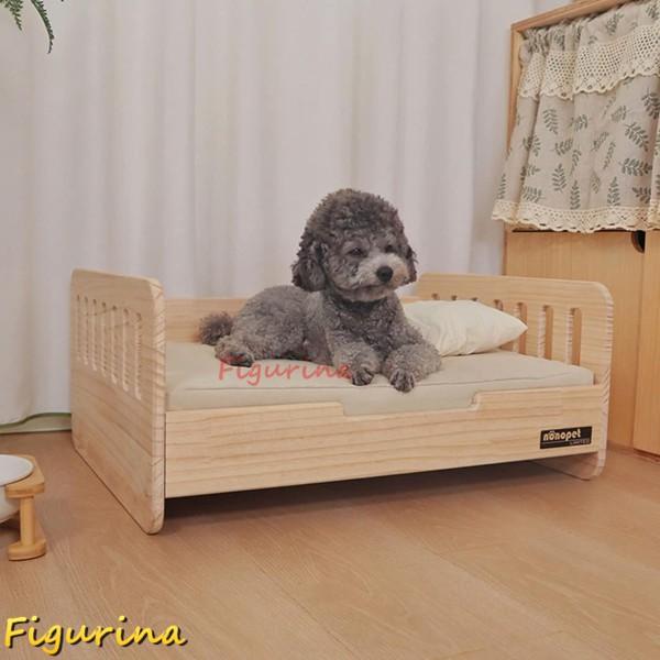 ペット用木製ベッド 専用マット付き 猫ベッド 犬ベッド 可愛い クッション付き 脚付 春夏 収納用 ...