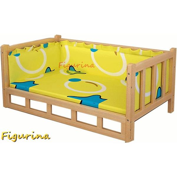 犬 ベッド 木製犬用ベッド 高さのあるペットベッド 柔らかい黄色のマット付き 冬用ペットベッド 高さ...