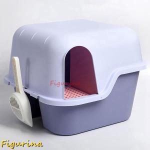 猫用トイレ本体 大型 ドーム型 フルカバー 猫トイレ 紫色 M 大きいサイズ ゆったり おしゃれ 猫砂が飛び散り防止 臭い防止 折りたたみ