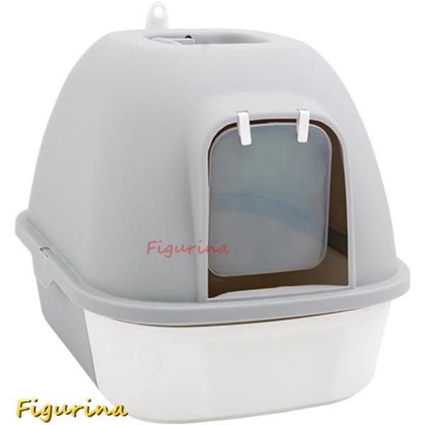 猫用トイレ本体 大型 フルカバー 猫トイレ 灰色 引き出し式 ふた付き 大きいサイズ ゆったり おし...