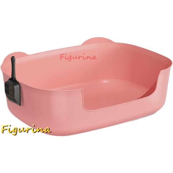 オープン型猫用トイレ 猫用トイレ 砂箱 スコップ付き 猫用トイレ 猫用トイレ 室内猫用, ピンク