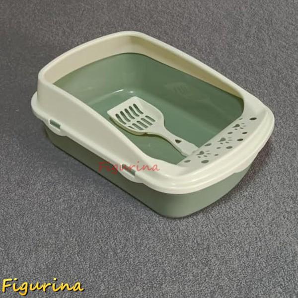 猫 トイレ ハーフカバー オープンタイプ 小さいサイズ コンパクト 猫用トイレ本体 大きめ 砂の飛び...