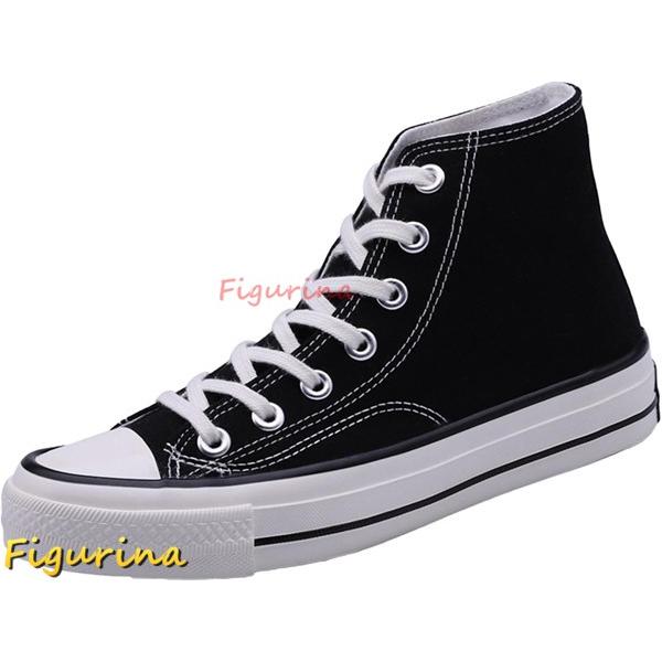 キャンバスシューズ レディース 無地 軽量 春夏秋冬 ハイカット レースアップ スニーカー 紐 帆布...