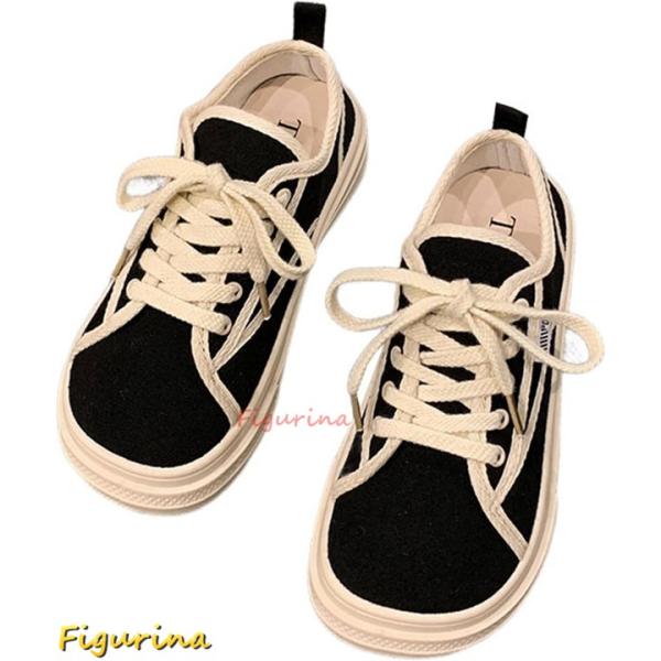 スニーカー レディース キャンバス 春夏秋 ローカット レースアップ 軽量 防滑 通気性 おしゃれ ...