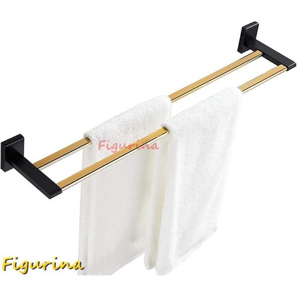 バスルーム タオルレール ラック ホルダー ダブルタオルバー 50cm/60cm ハンガー 壁取り付...