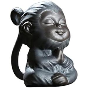 サル 猿 瓢箪 ひょうたん 置物 オブジェ 縁起物 木彫 木製 幸運 長寿