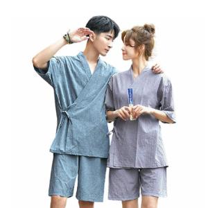 ルームウェア メンズ レディース 夏 綿 ペアパジャマ 半袖 親子ペアルック 上下セット 前開き Vネック 子供用 甚平 ナイトウェア