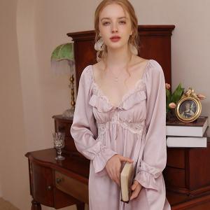 ルームワンピース えりフリル ネグリジェ 蝶?...の詳細画像1