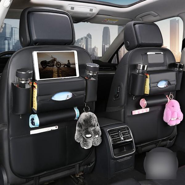 車用シートバックポケット PU素材パレット 1枚 車用収納ポケット 折り畳みテーブル付き 大容量 取...