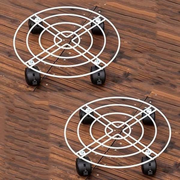 金属製 移動花台 植木鉢台 鉢置台 キッチン台 移動便利 モバイル ホイールケアブレーキ付き 2パッ...