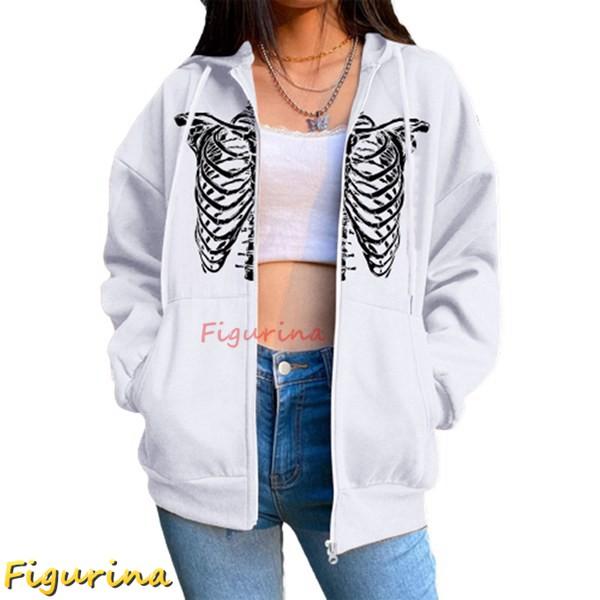 スカルプリントパーカー クールゴス レディース メンズ ジャケット ジップアップパーカー フード付き...