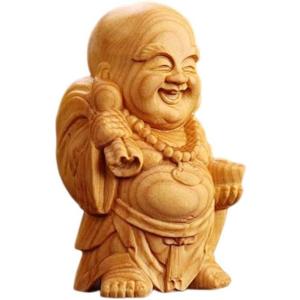 布袋様 置物 風水グッズ 弥勒菩薩 仏像 木彫り木製彫刻 布袋様の笑顔