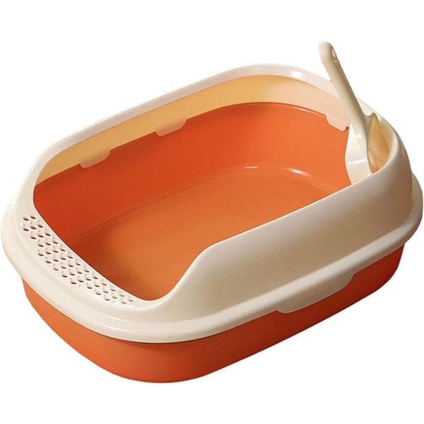 猫用トイレボックス 49*29*13.5cm 防沫 子猫用トイレ パン ハイサイド ペット用トイレト...