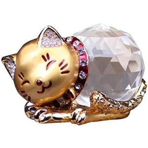 招き猫 置物 風水 水晶 クリスタル 猫 幸運 財運 金運 ネコちゃん プレゼント 誕生日プレゼント...